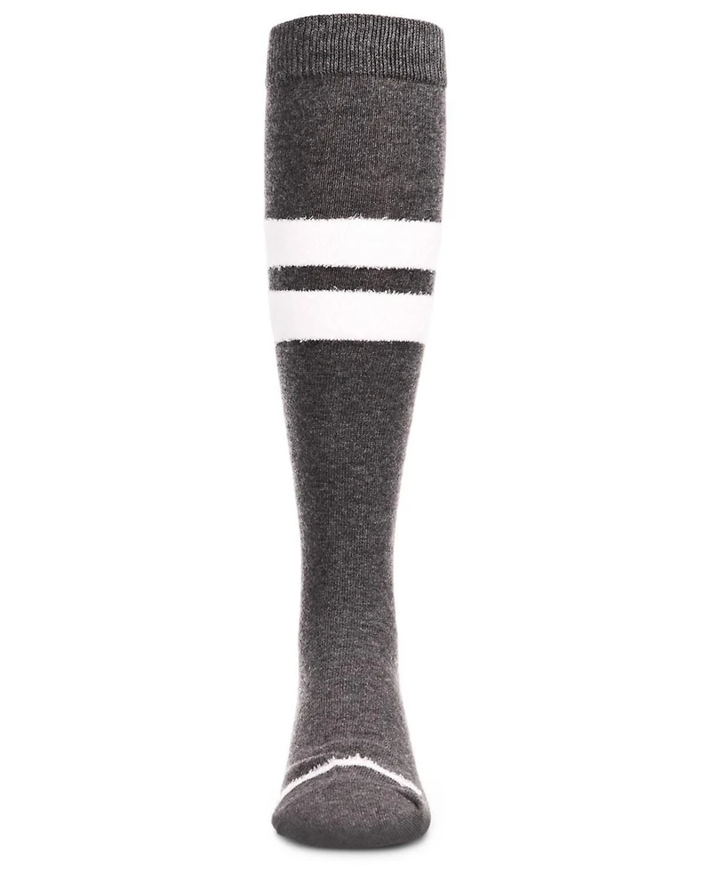 Memoi Little Girls Fuzzy Stripe Cotton Blend Knee High Socks
