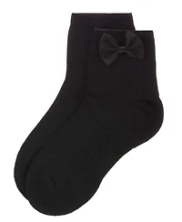 Memoi Girls Bow-Trimmed Mercerized Cotton Rich Ankle Sock