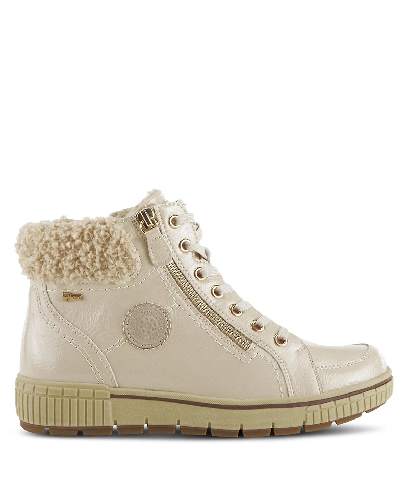 Spring Step Alps Water Resistant Boots with Sherpa Lining and Lace-Up Detail