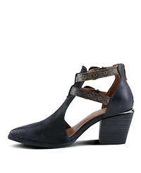L Artiste Women s Daretobe Leather Shooties with Pointed Toe, Laser Cutouts, Adjustable Straps & Back Zipper