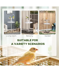 PawHut Bird Sd with Wheels, Perches, Feed Bowls, Round Tray for Parrot