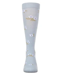 MemoiGirls Opaque Stretch Cotton "Blissful Bloom" Knee High Sock