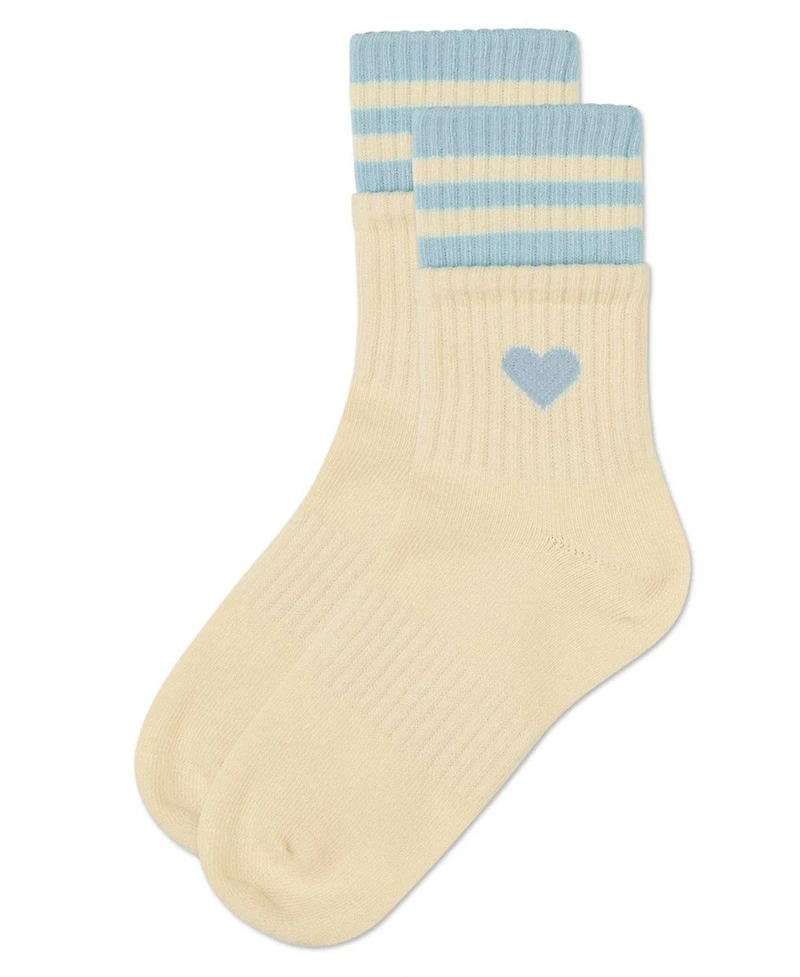 MeMoi Little Girls Sport Rib Heart Crew Socks