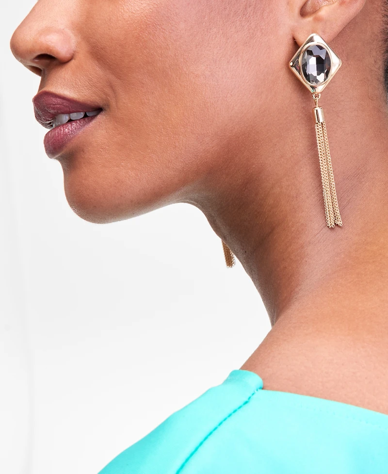 I.n.c. International Concepts Crystal & Chain Tassel Linear Drop Earrings, Macy's Exclusive