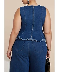Eloquii Women's Plus Denim Peplum Top