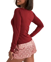 Adore Me Women's Mei Long Sleeve & Shorts Pajama Set