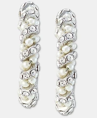 Charter Club Medium Crystal & Imitation Pearl C-Hoop Earrings, 1.13", Macy's Exclusive