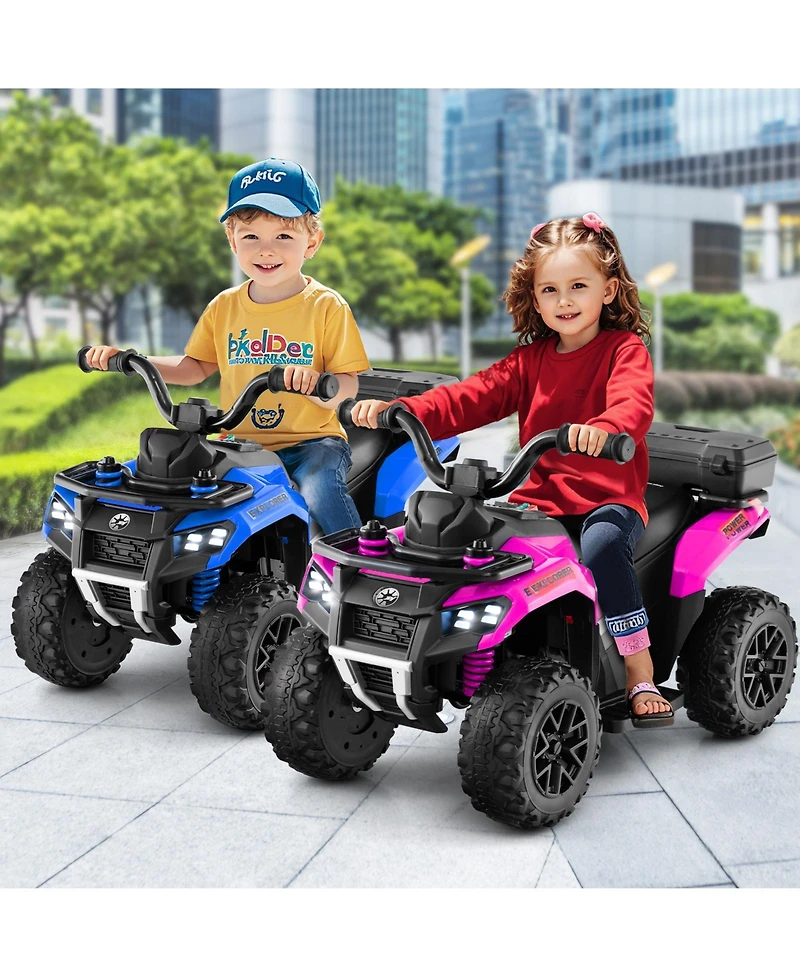 Gymax 6V Kids Ride On Atv w/ Music & Spray Function Usb Port Storage Box Toy Car