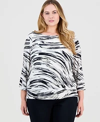 Jm Collection Plus Size Beth Scoop-Neck Top, Macy's Exclusive