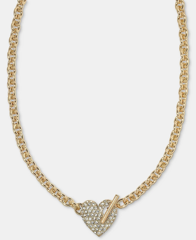 On 34th Pave Heart Toggle Pendant Necklace, 16" + 3" extender, Macy's Exclusive