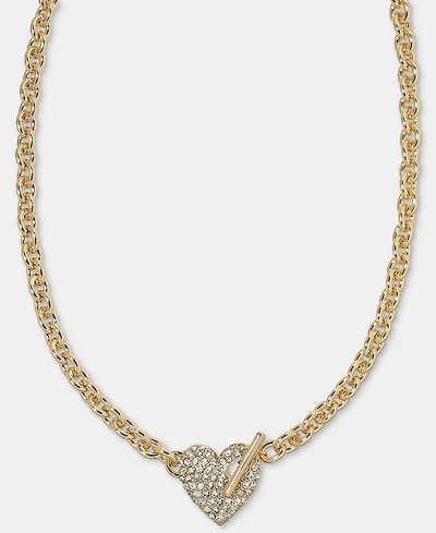 On 34th Pave Heart Toggle Pendant Necklace, 16" + 3" extender, Macy's Exclusive