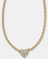 On 34th Pave Heart Toggle Pendant Necklace, 16" + 3" extender, Macy's Exclusive