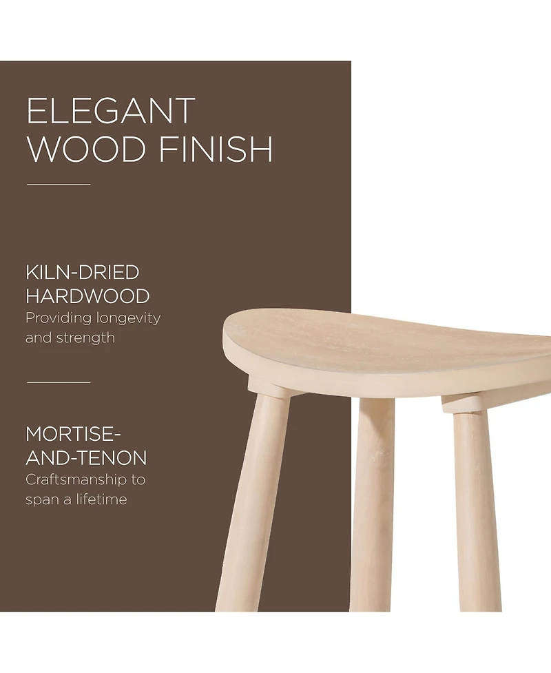 Maven Lane Luna Counter Stool in Light Oak Wood Finish, Set of 4
