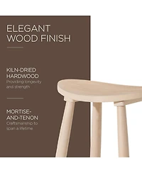 Maven Lane Luna Counter Stool in Light Oak Wood Finish, Set of 4