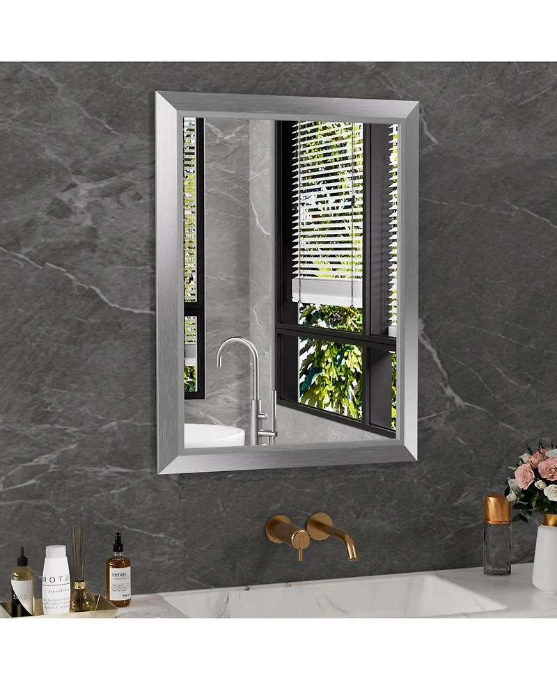 Amorho Bathroom Mirror, 32" x 24" Inch Thick Metal Framed Wall Mirrors for Over Sink, Bedroom, Living Room, Entryway, Rectangle Wall-Mounted