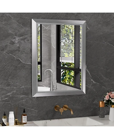 Amorho Bathroom Mirror, 32" x 24" Inch Thick Metal Framed Wall Mirrors for Over Sink, Bedroom, Living Room, Entryway, Rectangle Wall-Mounted