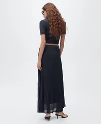 Mango Women's Lurex Knitted Pleated Skirt