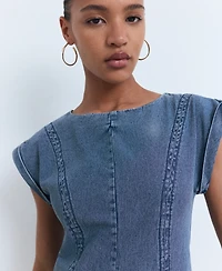 Mango Women's Seam Detail Denim Dress