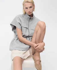 Mango Women's Adjustable Waistband Short-Sleeved Jacket