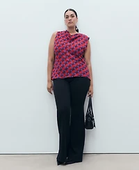 Mango Women's Draped Collar Printed Blouse