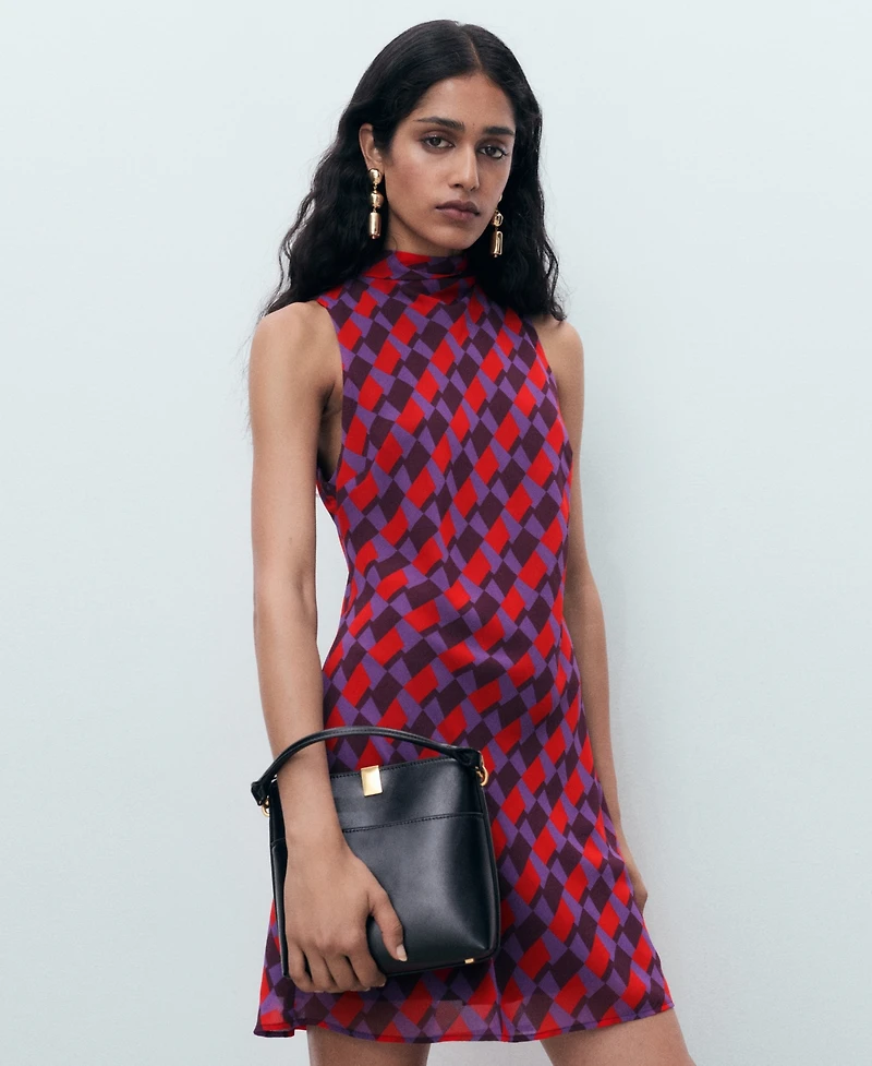 Mango Women's Bow Detail Printed Dress