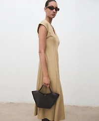 Mango Women's Stitching Detail V-Neck Dress