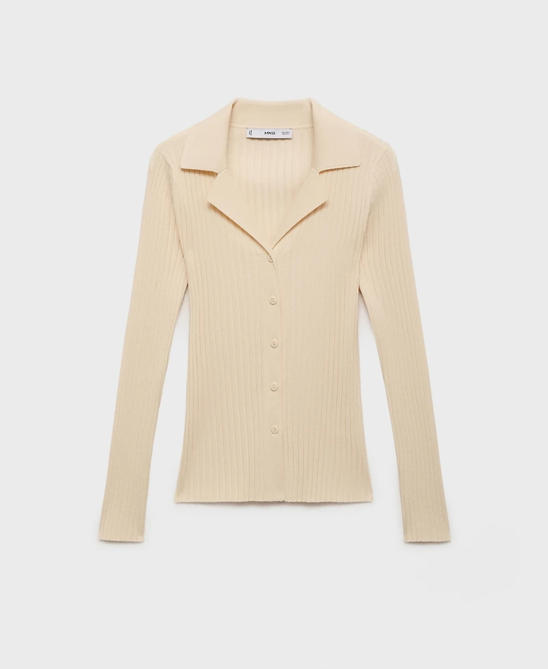 Mango Women's Ribbed Lapel Cardigan