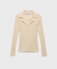 Mango Women's Ribbed Lapel Cardigan