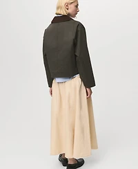 Mango Women's Corduroy Collar Denim Jacket