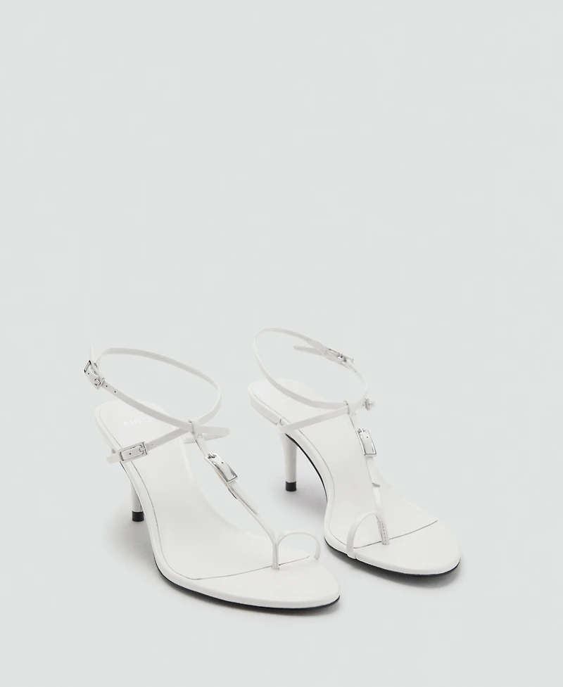 Mango Women's Buckles Leather Heeled Sandals
