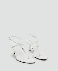 Mango Women's Buckles Leather Heeled Sandals