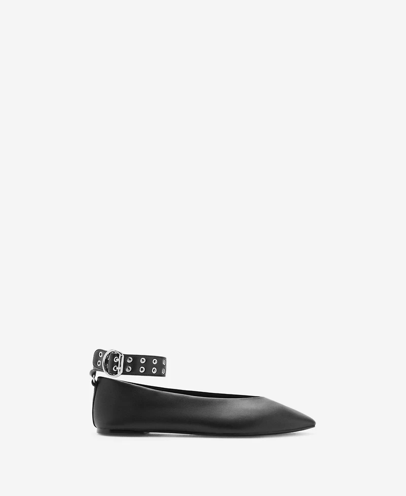 Mango Women's Eyelet Strap Ballet Flats
