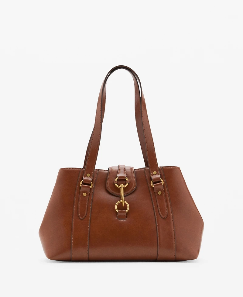 Mango Women's Hook Fastener Large Shoulder Bag
