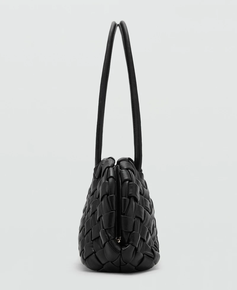 Mango Women's Braided Leather Shoulder Bag