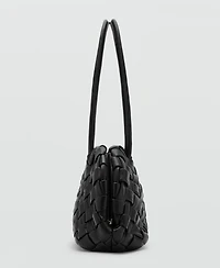 Mango Women's Braided Leather Shoulder Bag