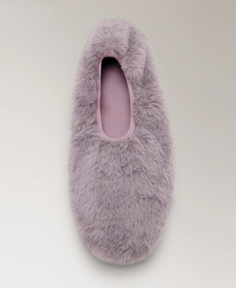Mango Women's Fur-Effect Ballerina Flats
