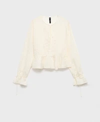 Mango Women's Embroidered Lyocell Blouse