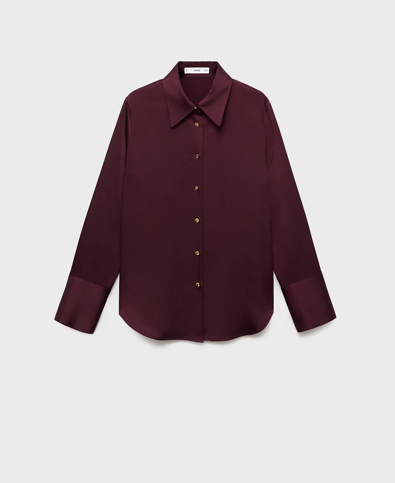 Mango Women's Satin Finish Flowy Shirt