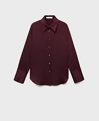 Mango Women's Satin Finish Flowy Shirt