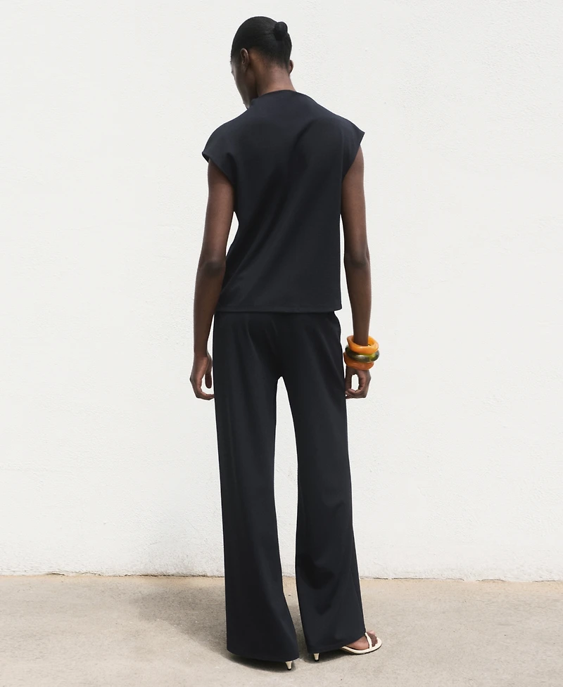 Mango Women's Elasticated Waist Wide-Leg Pants