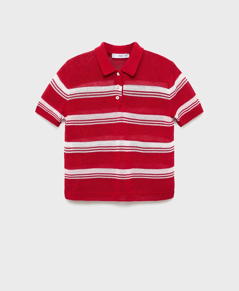 Mango Women's Striped Polo Neck Sweater