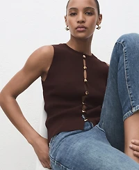 Mango Women's Slits Detail Knitted Vest