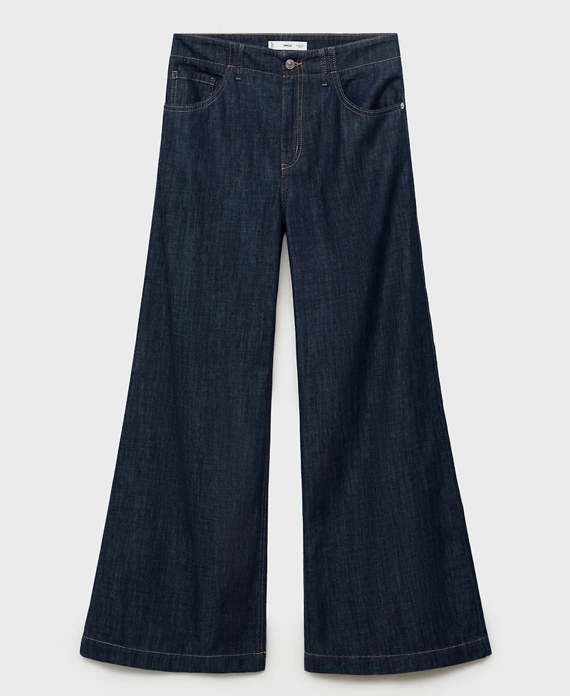 Mango Women's Wide Leg Mid-Rise Jeans