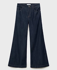 Mango Women's Wide Leg Mid-Rise Jeans
