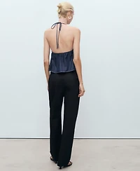 Mango Women's Buttons Cotton Pants