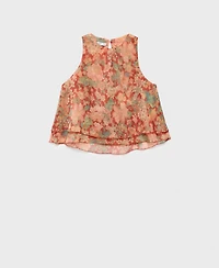 Mango Women's Floral Pleated Blouse