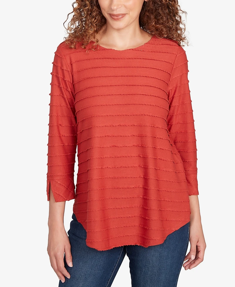 Ruby Rd. Petite Scalloped Jacquard Knit Top