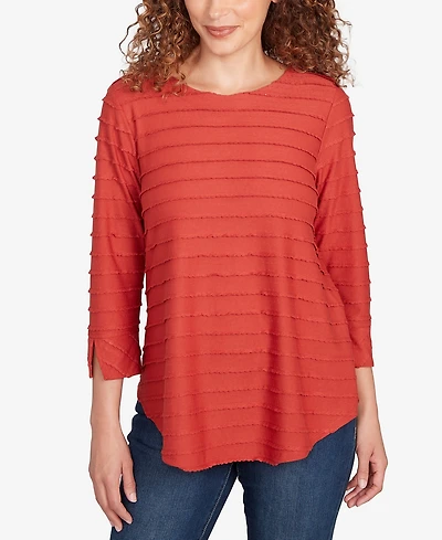 Ruby Rd. Petite Scalloped Jacquard Knit Top