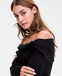 Bar Iii Women's Off-The-Shoulder Ribbed Sweater, Macy's Exclusive