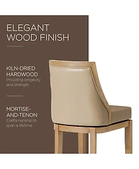 Maven Lane Vienna Bar Stool in Weathered Oak Finish, Avanti Bone, Set of 3